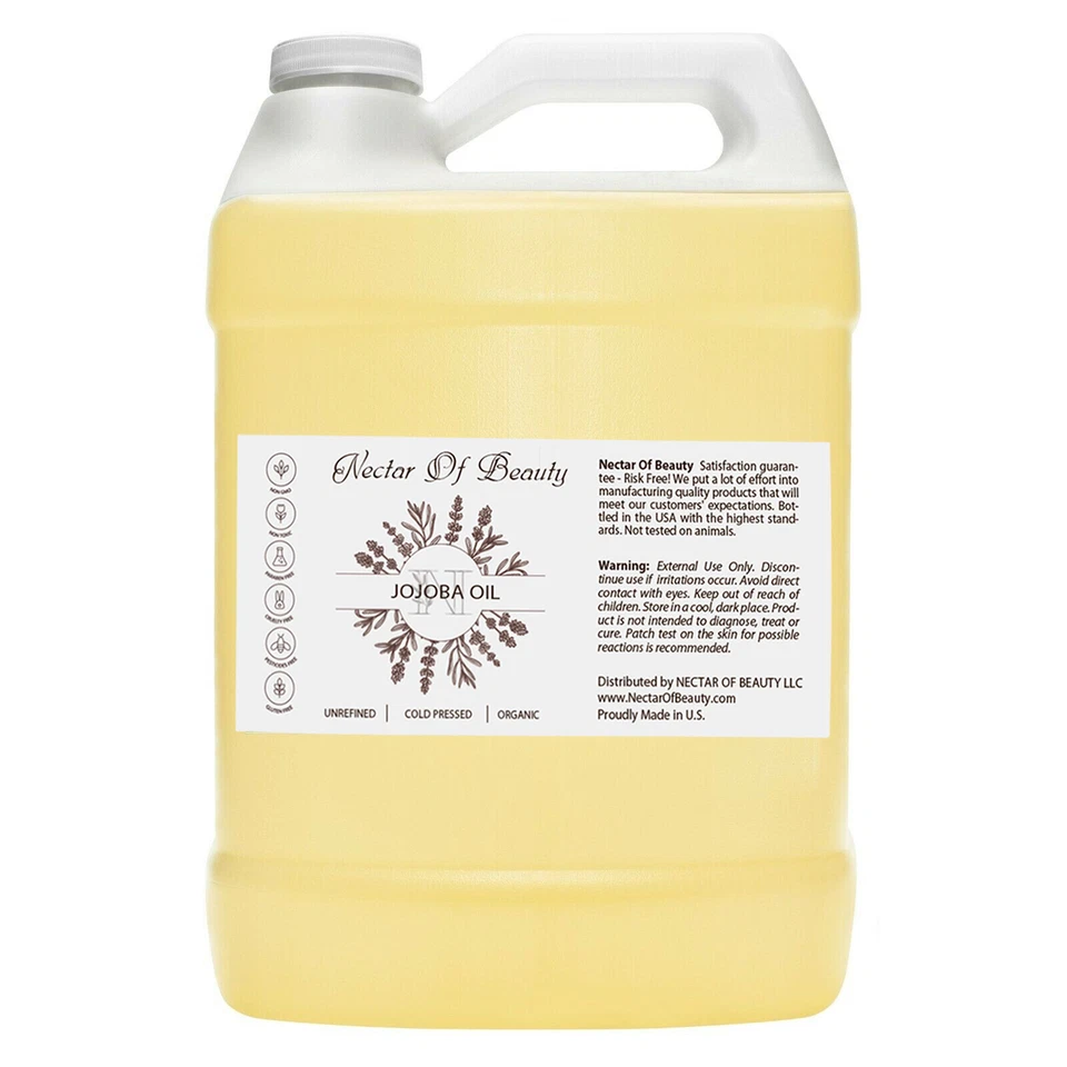 Óleo de jojoba 100% puro fonte orgânica a granel 1 galão pele cabelo unhas cuidados não transgênicos - Imagem 1 de 1