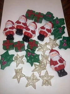 vintage Christmas light covers Santa Claus presents mistletoe and stars - Picture 1 of 4