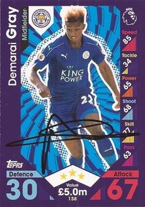 DEMARAI GRAY SIGNED LEICESTER 2016/2017 MATCH ATTAX TRADING CARD+COA - Picture 1 of 1
