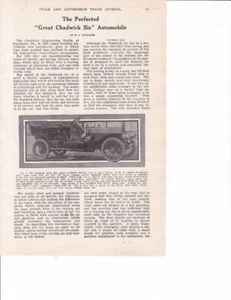 Original 1909 Great Chadwick Six / 13 Page Article & Photos - Picture 1 of 1
