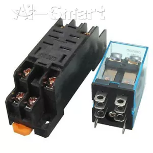 DC 12V Coil Power Relay LY2NJ DPDT 8 Pin HH62P JQX-13F With Socket Base New - Picture 1 of 7