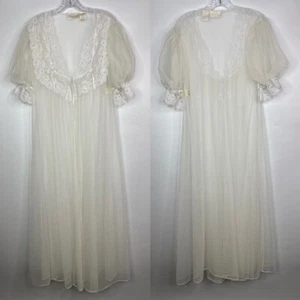 Vintage Delicates Bridal Off White Shear Peignoir Robe Size Large - Picture 1 of 9