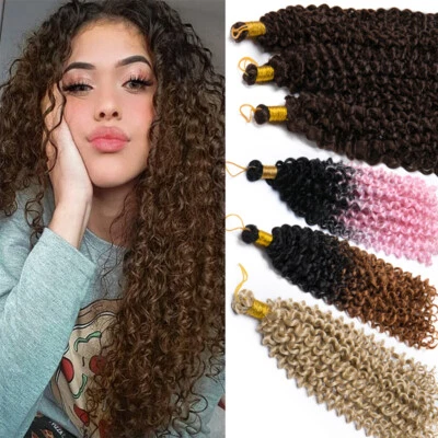 Long/Short Thick Water Wave Crochet Braid Hair Extensions Natural Kinky Curly US - Image 1 of 4