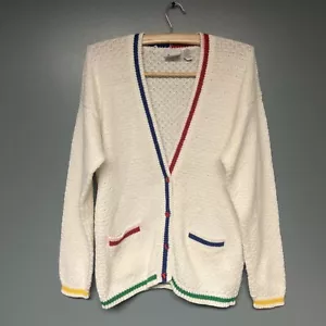 London Fog V-Neck Sweater Multi-Color Striped w/ GOLF Buttons Sz Small - Picture 1 of 16