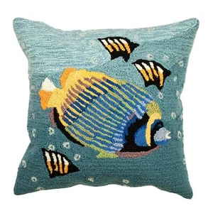 TROPICAL FISH TANK INDOOR OUTDOOR TEXTURED THROW PILLOW - 18" SQUARE - Picture 1 of 1