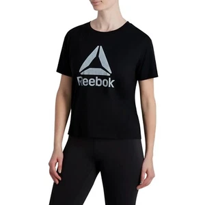 Reebok Women Infinity Cropped T-Shirt Top Black Size XX-Large newnew - Picture 1 of 3
