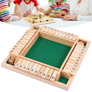 4 Players Shut The Box Wooden Traditional Pub Dice Family Kids Childrens Game UK - Picture 1 of 22