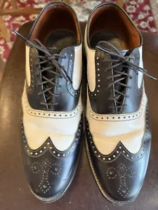 Allen Edmonds McClain Spectator Wingtip Shoes Mens 10.5 E Black White Shortwing - Picture 1 of 5