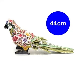 44cm Parrot Bird Floral Flowers Ornament Statue Figurine Garden Sculpture Gift - Bild 1 von 10