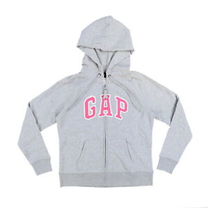 Gap Womens Hoodie Full Zip Up Jacket Fleece Lined Arch Logo Hooded Sweatshirt