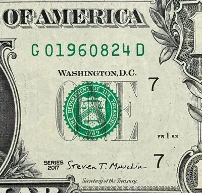 1960 August 24th Birthday Anniversary Fancy Serial Number Dollar - Image 1 of 3