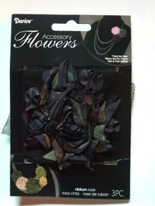 Set of 3 Multi Color Ribbon Roses Fabric Accessories New - Picture 1 of 5