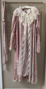 Hopeless Romantic Velvet Velour Pink Lace Victorian Look Dress Size L Scarf NWT - Picture 1 of 9
