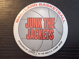 Vintage Maryland Basketball Pinback Button "Junk the Jackets" (Georgia Tech) - Picture 1 of 9