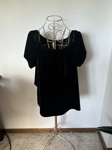 GAP Samt Damen Flatter Kurzarm schwarz Top Stretch Urlaub Größe Large - Bild 1 von 7