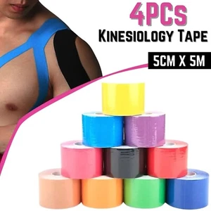 4Roll Athletic Elastic Physio Sports Kinesiology Rock Tape Muscle Bandage 5M AU - Picture 1 of 14