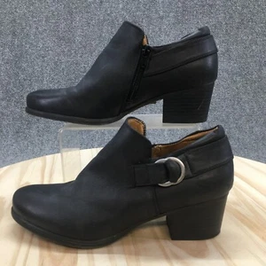 Natural Soul Boots Womens 8.5 Candie Ankle Bootie Black Faux Leather Block Heels - Picture 1 of 16