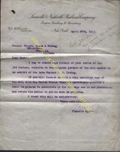 1917 NEW YORK, LOUISVILLE & NASHVILLE RAILWAY CO. ENPIRE GEBÄUDE, 71 BROADWAY - Bild 1 von 1