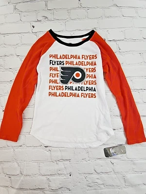 NHL Philadelphia Flyers Round Neck LS Pullover Tee Youth Girls M 7/8 - NEW - Image 1 of 4