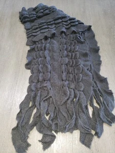 womens SOLID GRAY KNIT RUFFLE STRETCHY WINTER SCARF 64 X 17 INCHES so soft! - Picture 1 of 1