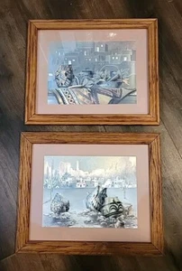 Vtg Set of 2~ T. Coleman Southwest Framed Art Print Metal Etching Foil Art Adobe - Picture 1 of 6