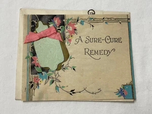 UNUSED 1930s Vintage Greeting Card A SURE-CURE REMEDY Get Well with Envelope - Imagen 1 de 4