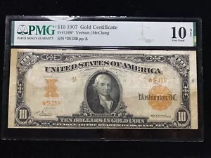 1907 $10 Star Note PMG Very Good VG10 Gold Certificate FR.1168* RARE - Picture 1 of 3