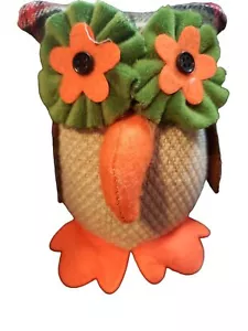 Hello Fall Owl Table Decor 5.5 Inch Polyester Plaid and Felt Seasonal Accent - Picture 1 of 4