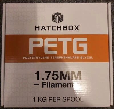 HATCHBOX 1.75mm PETG TRANSPARENT WHITE, CLEAR 1KG Filament NEW. 3D PRINTER - Image 1 of 2