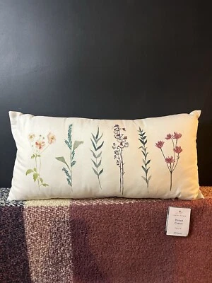 John Lewis Floral 30 X 60cm Cushion Bnwt Printed Cotton Flower Botanical - Image 1 of 4