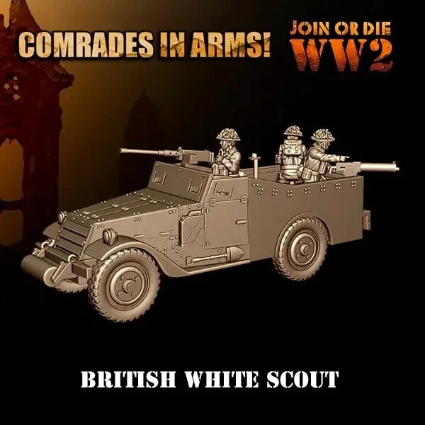 JOIN OR DIE 28mm WW2 British M3A1 White Scout - Armoured Car - Bolt Action Compatible