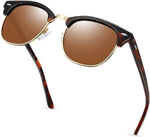 Retro Vintage Polarized Sunglasses Mens UV400 Half Metal Frame Club Sunglasses