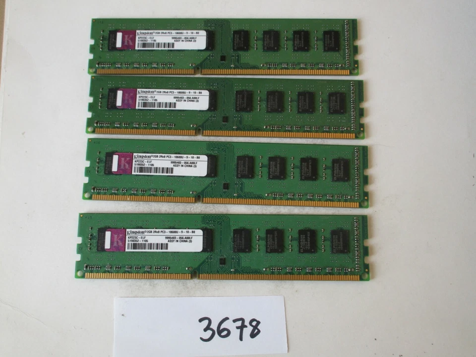 Kingston KP223C-ELF 4x2Gb=8Gb PC3-10600 1333Mhz DDR3 Desktop Memory RAM (3678) - Image 1 of 2