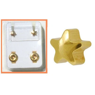 Caflon Fashion Ear Stud Piercing Yellow Gold Star Studex Body Tatoo Surgical S - Image 1 of 3
