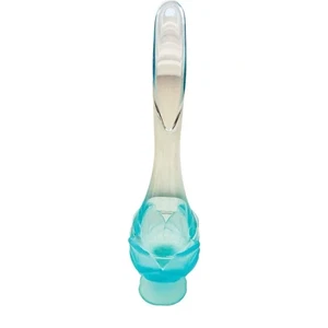 Vintage Viking Spring Blossom Collection Aqua Blue Satin Glass Swung Leaf Vase - Picture 1 of 5