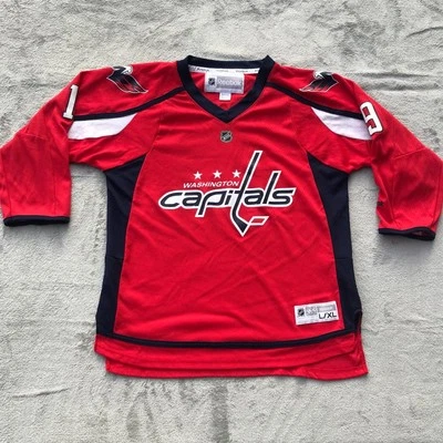 Camiseta Washington Capitals Nicklas Backstrom #19 Jóvenes Niños L/XL Roja NHL Reebok Foto 1 de 4