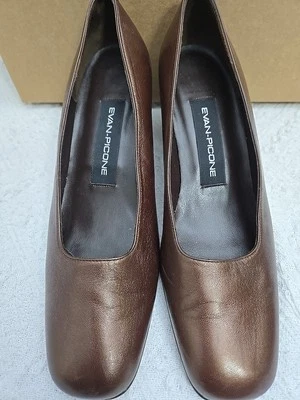 Evan-Picone womens Brown Leather Pumps Sz 8M Shimmery career Wear  Made In Spain - Изображение 1 из 4