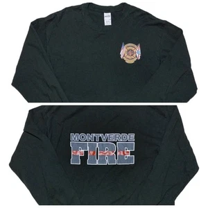 Gildan Montverde Fire Dept Department Florida Long Sleeve T-Shirt Green Large L - Picture 1 of 13