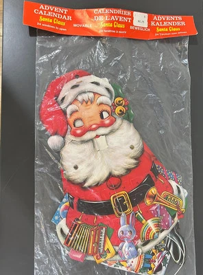 Vintage GEMO Jumping Jack Santa Advent Calendar Denmark Die Cut Movable Xmas - Image 1 of 4