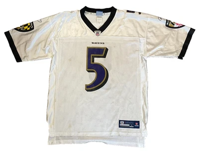 Camiseta deportiva cosida del equipo Joe Flacco Reebok Onfield Baltimore Ravens NFL blanca grande Foto 1 de 4