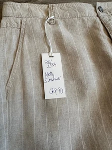 Damen MAC Leinen Hose Nelly Summer, beige /weiß Streifen W 36 L34 Lang NEU - Bild 1 von 8