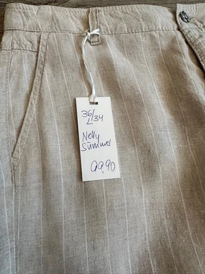 Damen MAC Leinen Hose Nelly Summer, beige /weiß Streifen W 36 L34  Lang  NEU  - Bild 1 von 4