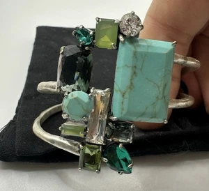 New. Vintage MIMCO Cuff silver turquoise and gemstone bracelet - Picture 1 of 10
