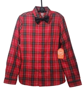 Wonder Nation Weihnachten kariertes Hemd Fliege Jugend XL (14-16) rot & grün neu mit Etikett ~ LS - Bild 1 von 9