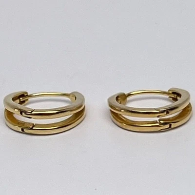 Ke Aloha Jewelry Vermeil Gold (925) Double Hoop Huggie Earrings / Minimalist - Image 1 of 4