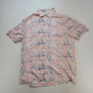 Tommy Bahama Shirt Mens Large Silk Geometric Tribal Short Sleeve Button Up - Picture 1 of 9