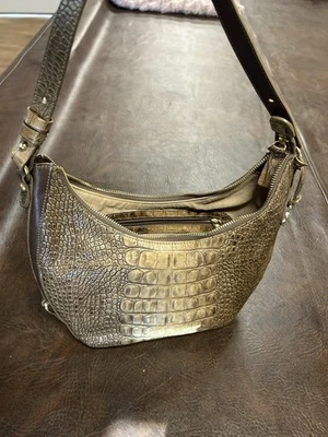 Bolso de Hombro Hobo Brahmin Marrón y Tostado Croc Cuero Repujado Foto 1 de 4