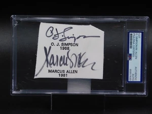 OJ Simpson & Marcus Allen doppelt signierter Schnitt USC Trojaner Heisman Trophäe PSA Platte - Bild 1 von 2