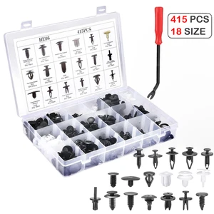 415PCS Car Retainer Clips 18 Universal Sizes Push Bumper Fastener Rivet Clips - Picture 1 of 5