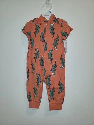Carter's Dinosaur Orange Romper 6 Months Infant Boys New With Tags Rhino - Image 1 of 3